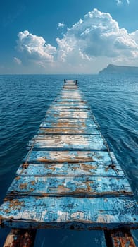 Old weathered wooden dock over water, evoking nostalgia and peaceful themes.