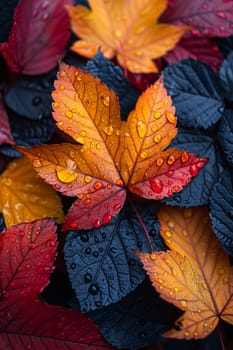 Close-up of multi-colored autumn foliage, representing change and natural beauty.