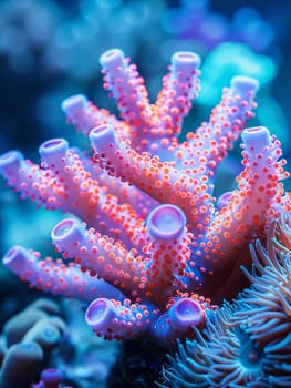 Close-up of vibrant coral under the sea, capturing underwater beauty and biodiversity.