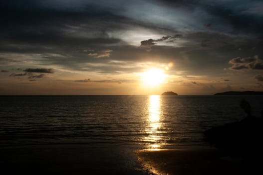 Beautiful evening view of beach. Beach in Borneo, Malaysia.