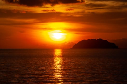 Wonderful sunset at Beach located in Borneo, Malaysia