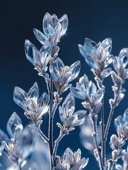 Crystalline structure of frost on glass, capturing winter's delicate and geometric beauty.