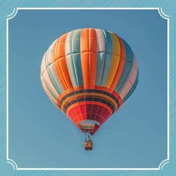 A colorful hot air balloon floating against a clear blue sky, representing freedom and adventure.