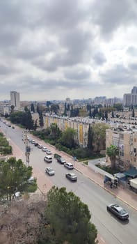 City top view, landscape blue gray light sky nature white clouds whether background . High quality photo