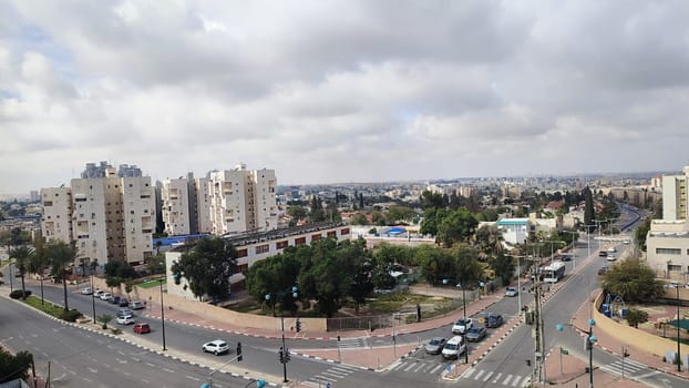 City top view, landscape blue gray light sky nature white clouds whether background . High quality photo