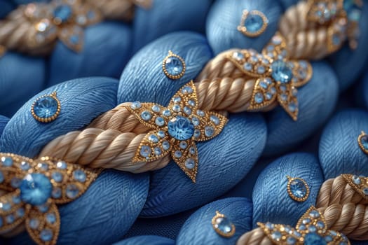 A stunning cluster of deep blue beads intricately arranged, creating a mesmerizing display of color and texture.