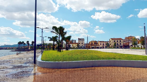A glimpse of the city waterfront of Olbia in Italy, during a summer day.