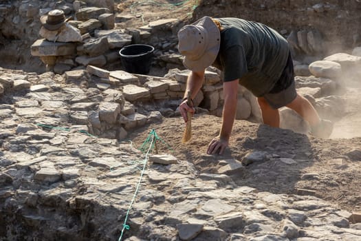 Archaeologists excavate at the archaeological site Stobi.