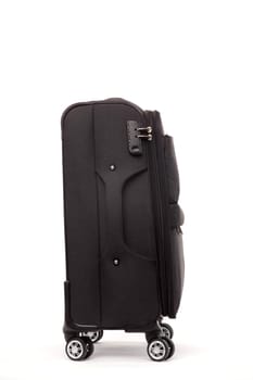 Travel black suitcase isolated on white background.