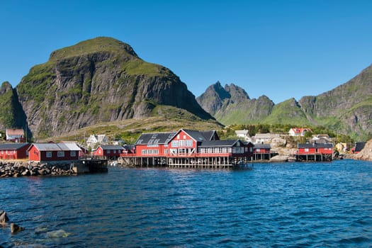 Lofoten Island fishermen village red houses