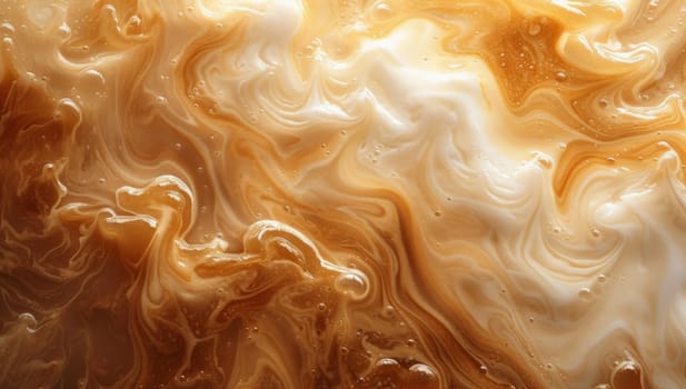 Abstract swirling golden smoke texture background. Misty vapor waves in warm amber tones. Concept of fluid dynamics, energy, and movement.