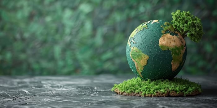 Green Planet Earth with Sprouting Plants. Environmental Conservation Concept