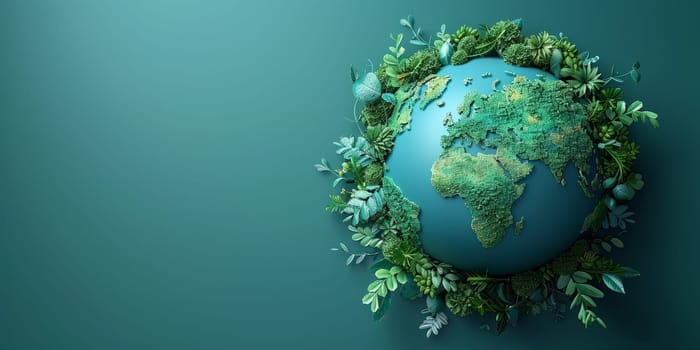 Green Planet Earth Surrounded by Lush Foliage. Environmental Conservation and Sustainability Concept