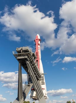Space Rocket displayed at Exhibition of Achievements of National Economy site, known as VDNKH.