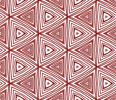 Tiled watercolor pattern. Maroon symmetrical kaleidoscope background. Textile ready authentic print, swimwear fabric, wallpaper, wrapping. Hand painted tiled watercolor seamless.