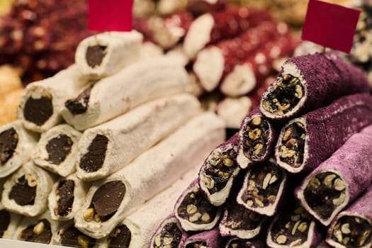 Immerse yourself in the vibrant tapestry of Istanbul's culinary scene as you feast your eyes on a tantalizing array of traditional Turkish sweets and pastries lining the bustling streets, inviting you to savor every delectable bite.
