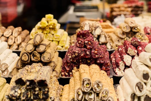 Immerse yourself in the vibrant tapestry of Istanbul's culinary scene as you feast your eyes on a tantalizing array of traditional Turkish sweets and pastries lining the bustling streets, inviting you to savor every delectable bite.