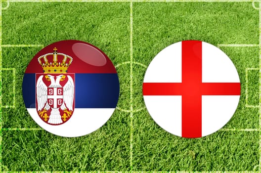 Illustration for Football match Serbia vs England