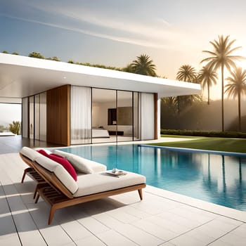 Beautiful  3d rendering of modern  house Picture is AI-generated illustration.