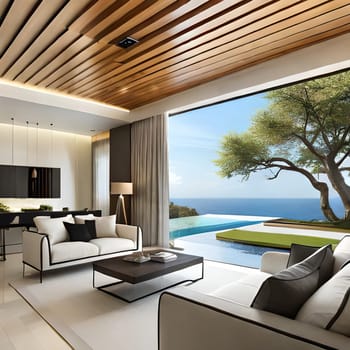 3d rendering of modern  house Picture is AI-generated illustration.