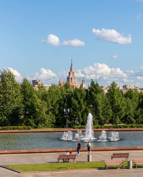 Moscow, Russia - 07.21.2021 -Shot of the Victory square located on the Kutuzovskiy Avenue.
