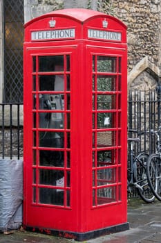 old telephon red cabin in Cambridge Great Britain England