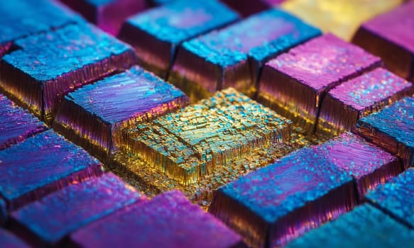 Abstract background of colorful shiny glass cubes. Close-up view