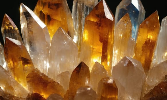 Close-up of a group of quartz crystals.