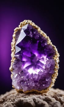 amethyst on the black background. amethyst is a natural mineral