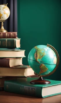 Globe and books on the table. Education concept. Back to school
