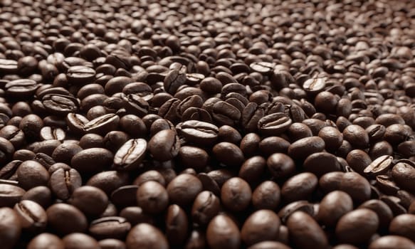 Coffee beans background. Close-up. Selective focus