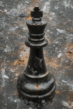 stylish black chess stands on a chessboard. Design work.