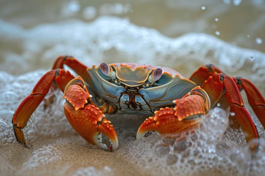 Close-up of a large crab in its natural habitat.