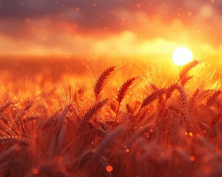 Waves of grain in a field at sunset, symbolizing abundance and the natural world.