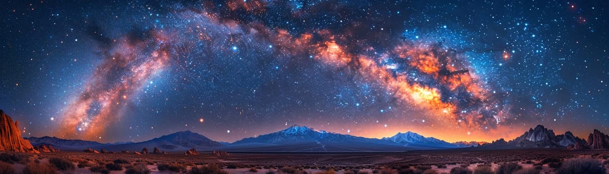 The Milky Way arching over a quiet mountain landscape, evoking wonder and the vastness of space.