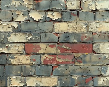 Old brick wall with peeling paint, great for vintage and rustic background themes.