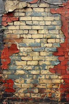 Old brick wall with peeling paint, great for vintage and rustic background themes.