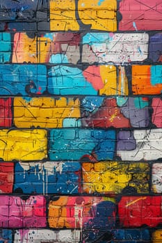 Vibrant graffiti wall in urban setting, capturing the essence of street art and culture.