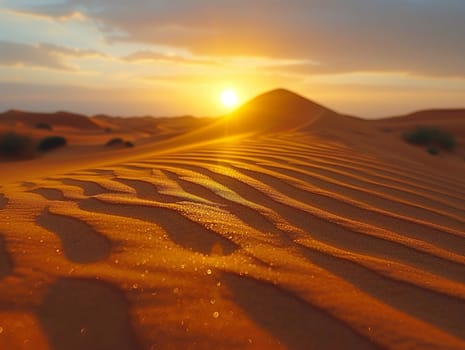 Patterns in the sand dunes under a setting sun, representing natural artistry.