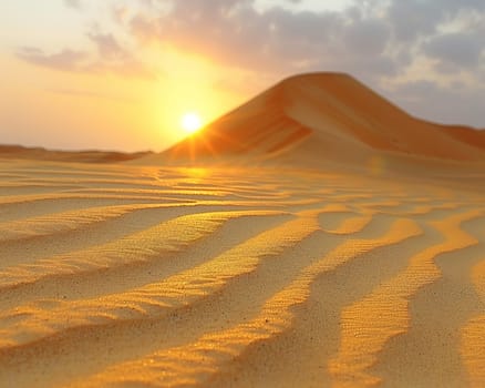 Patterns in the sand dunes under a setting sun, representing natural artistry.