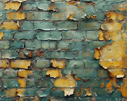 Old brick wall with peeling paint, great for vintage and rustic background themes.