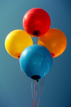 Vibrant balloons against a backdrop of a clear blue sky, symbolizing celebration and joy.