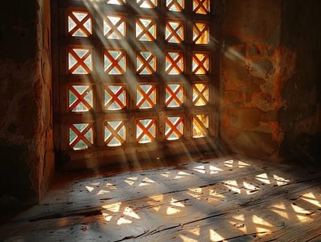 Patterned shadows cast by a window, suitable for abstract and artistic backgrounds.