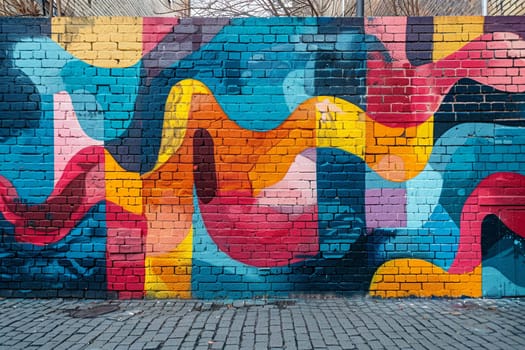 Vibrant graffiti wall in urban setting, capturing the essence of street art and culture.