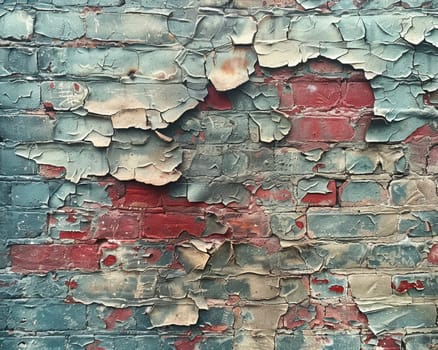 Old brick wall with peeling paint, great for vintage and rustic background themes.