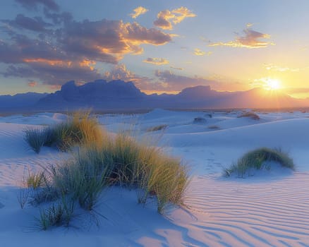 Soft sand dunes at sunrise, providing a serene and natural backdrop.