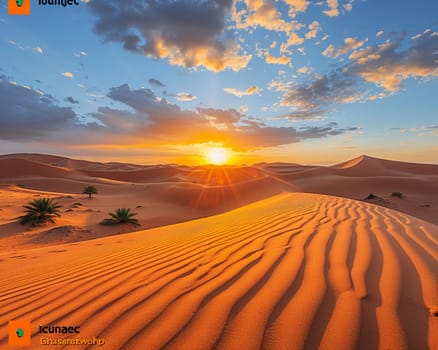 Patterns in the sand dunes under a setting sun, representing natural artistry.