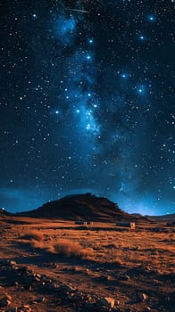 Stars trailing in the night sky over a silent desert, illustrating the passage of time.