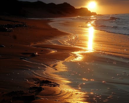 Patterns in the sand dunes under a setting sun, representing natural artistry.