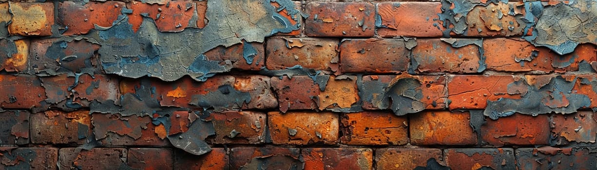 Old brick wall with peeling paint, great for vintage and rustic background themes.